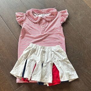 Striped Red and White Kids Shirt with Ruffle Sleeves